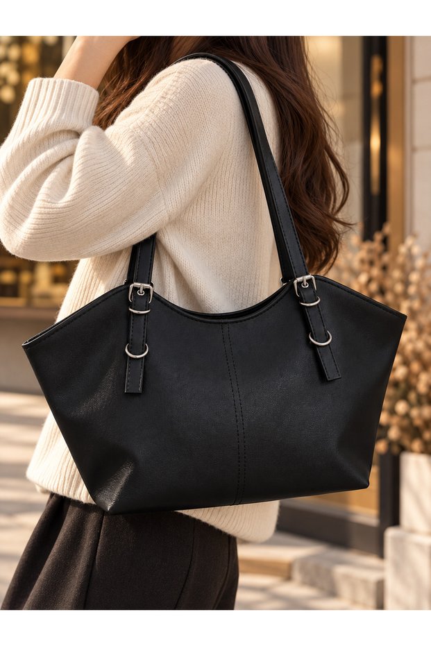 Women's Belted Faux Leather & Large Volume Shoulder Bag