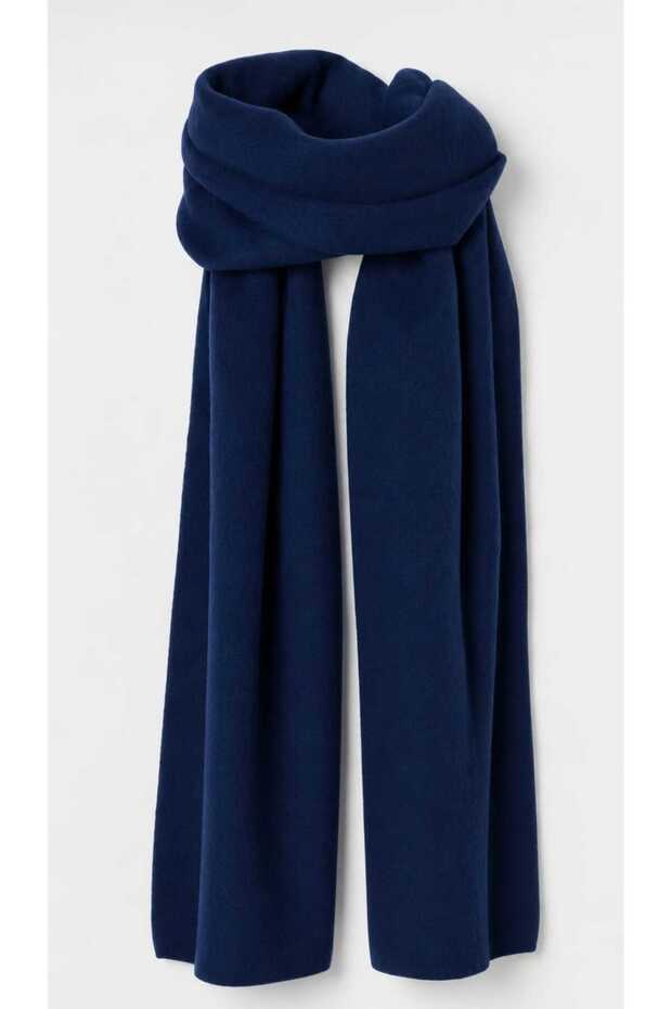 Puffy Polar Navy Blue Soft Textured New Year Christmas Gift Women's Scarf Shawl Shoulder Wrap 40X 170 cm