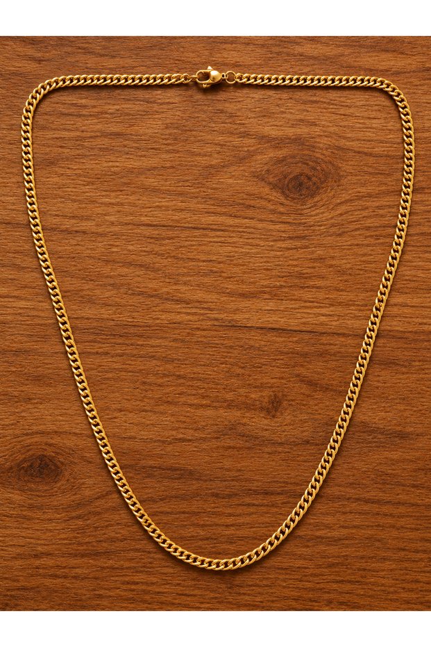 Gold Model 4 mm Gourmet Steel Necklace Gold Steel Chain