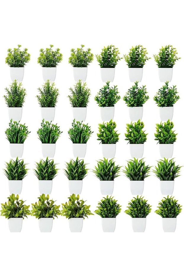 نباتات اصطناعية في أصص، نباتات أوكالبتوس بلاستيكية صغيرة للديكور الداخلي