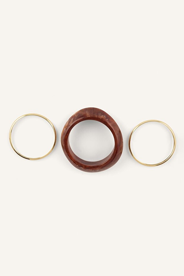 Women's 3-Piece Resin and Metal Ring Bracelet I6610Axns