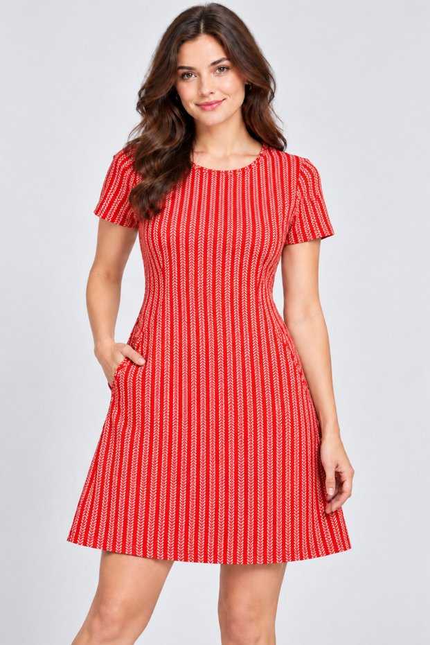 Women's Short Sleeve Pocket Graphic & Thematic Pattern Dress