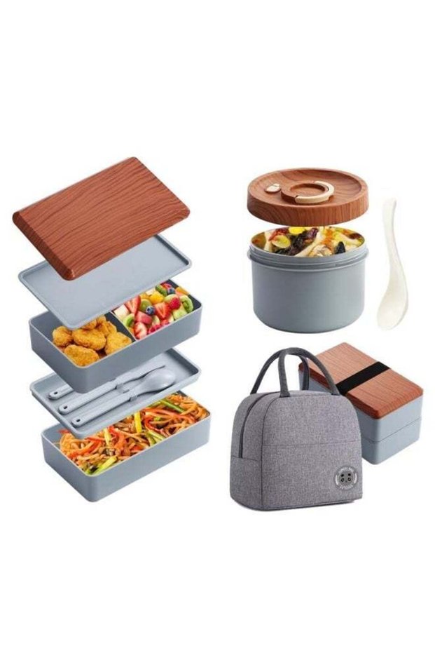 MostNow Bento Box, Adult Lunch Box with lunch bag,Japanese Stackable Lunch Box with Compartments, B