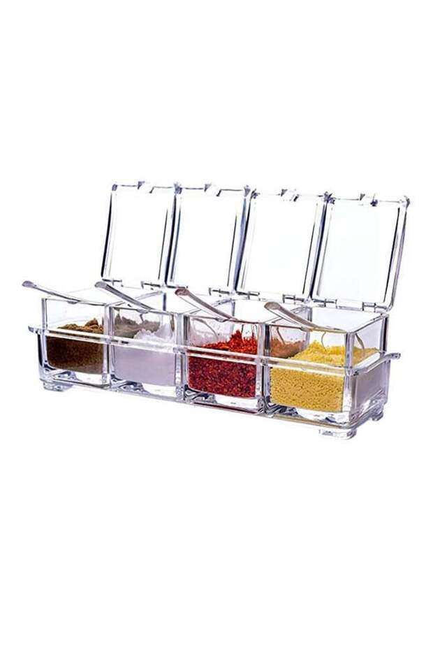 Set Of 4 Home Spice Container Jars Multicolour 10x4x3inch