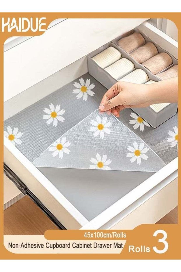 3-Rolls Non-Adhesive Cupboard Cabinet Drawer Mat Clear 45x100cm