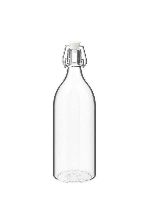 Bottle with Stopper, Clear Glass, 1 L