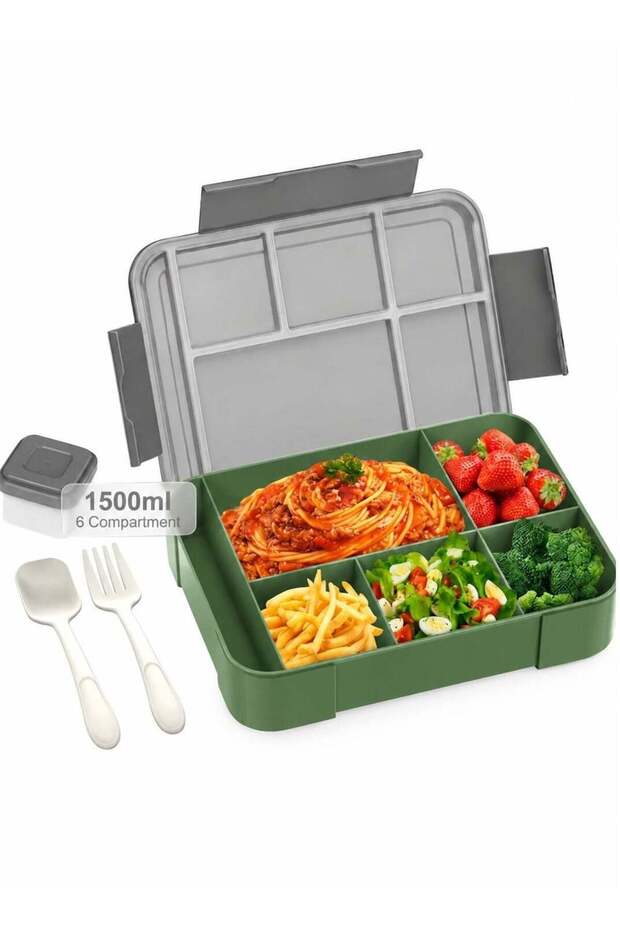 Bento Lunch Box for Kids & Adults | 5-Compartment Leak-Proof Container | BPA-Free Food Grade | Micr