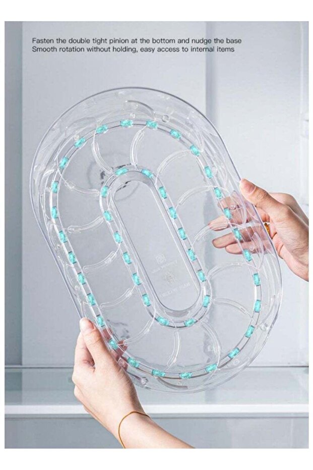 Space-Saving 360° Rotating Refrigerator Organizer - Oval Shape Storage Tray, Space-Saving Fridge Sp