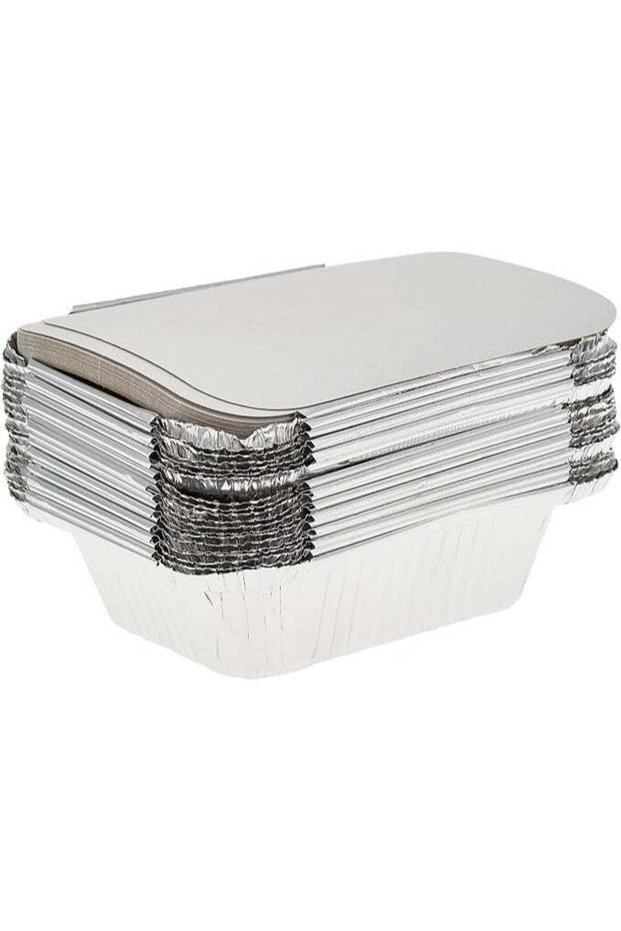 Disposable Aluminium Rectangle Containers 250ml With Lids Heavy Duty Aluminum Foil Trays Containers
