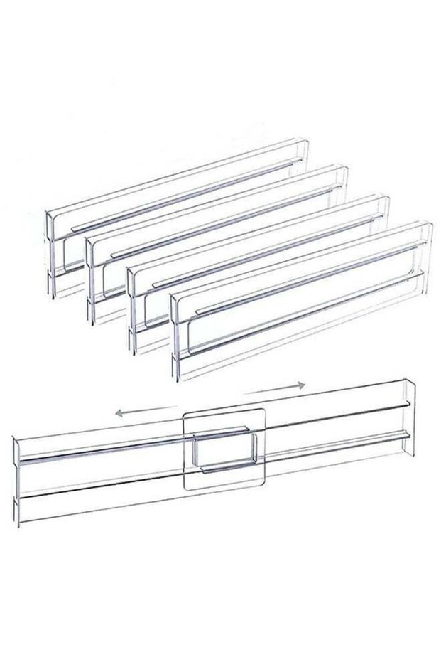 4PCS Adjustable Clear Drawer Dividers Expandable 11.34-19.88 Inches, 3.15 Inch Height, Tool-Free Dr