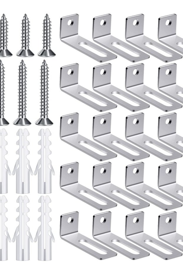 Whiteboard Installation Kit - 20 Set Wall Hanging Hardware - Hanger Supports, Screws, and Expansion