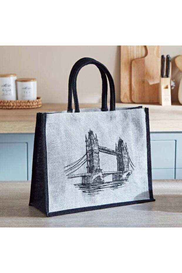 Illustrated Medium Shopping Bag - 30X38X18 Cm