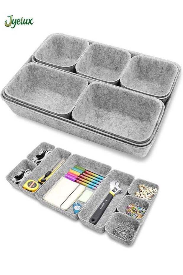 Felt Drawer Organiser, 8 PCS Drawer Organiser Set, Stackable Storage Boxes, Makeup Drawer Organiser