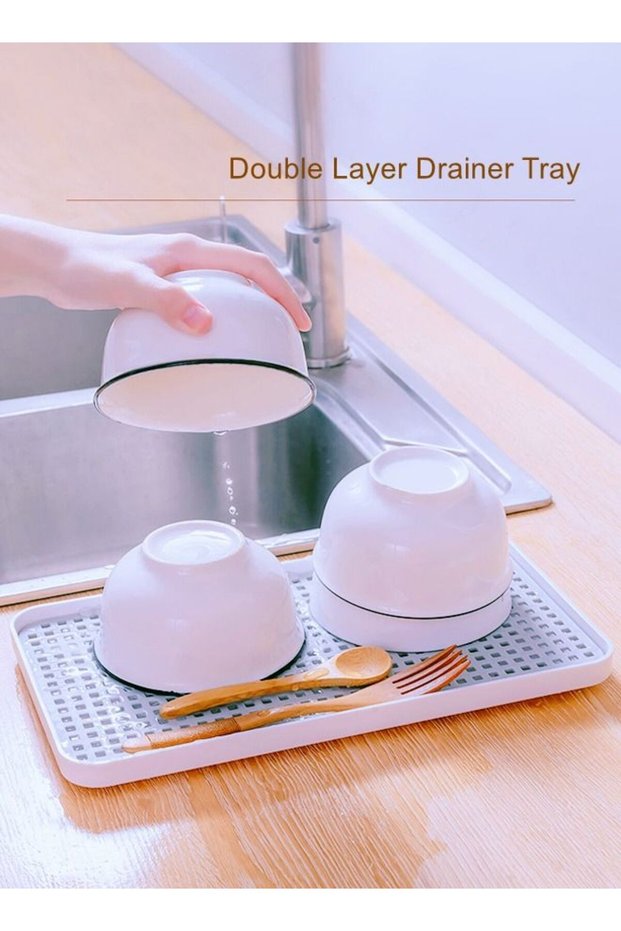 Double Layer Drainer Tray Detachable Vegetable Fruit Draining Holder Bathroom Accessories
