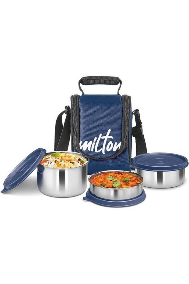 Milton Stainless Steel Lunch Box Tiffin for Kids and Adult – 3 Leakproof Food Containers (210 ml, 3