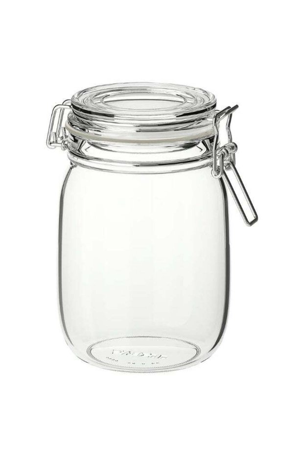 KORKEN Jar with lid, clear glass, 1 l