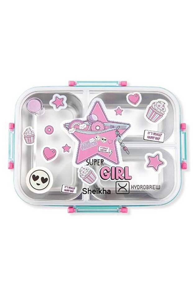 Hydrobrew Personalized Steel Core Bento Lunch Box 3 Compartment 750ml – Teal Spark