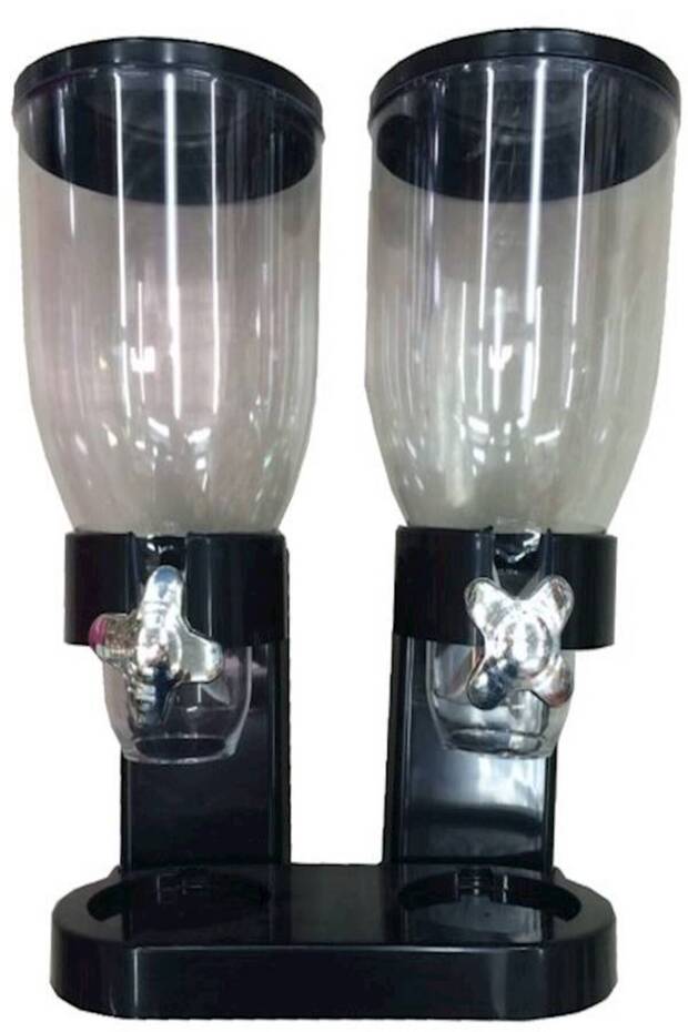 Double Canister Cereal Dispenser, Black