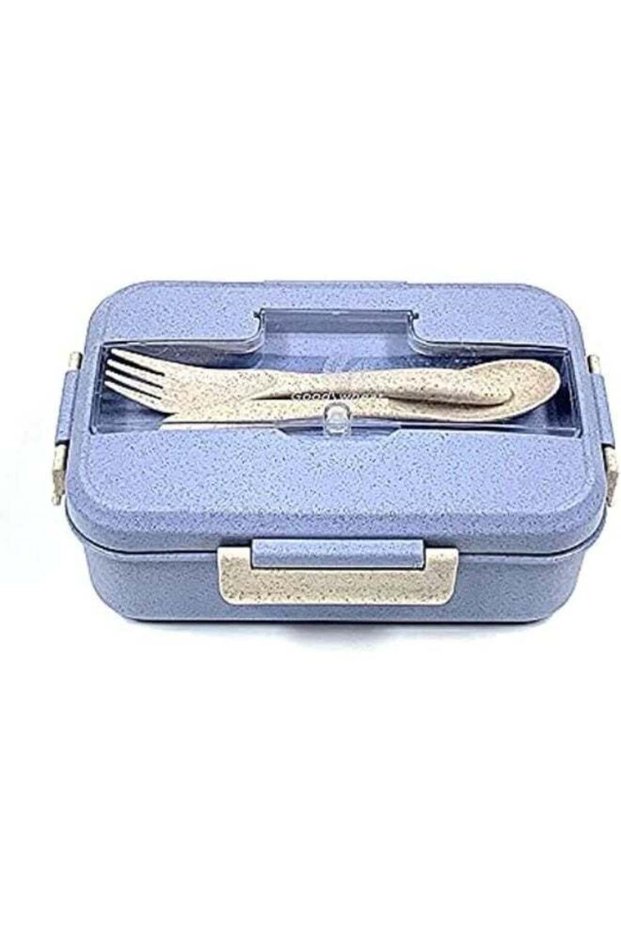 MunKan Wheat Straw Bento Box For Kids/Adults, 3 Separate Compartments Lunch Box For Meal Prep, Phon