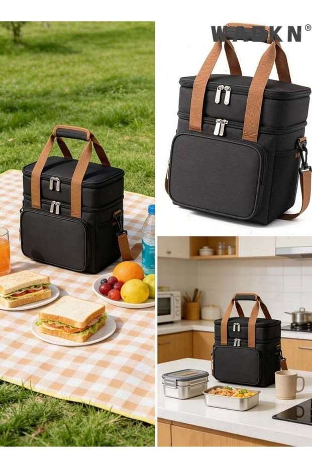 Large Capacity Insulated & Cold Retention Lunch Bag, Plain Double-Layer Heightened Oxford Cloth Cro