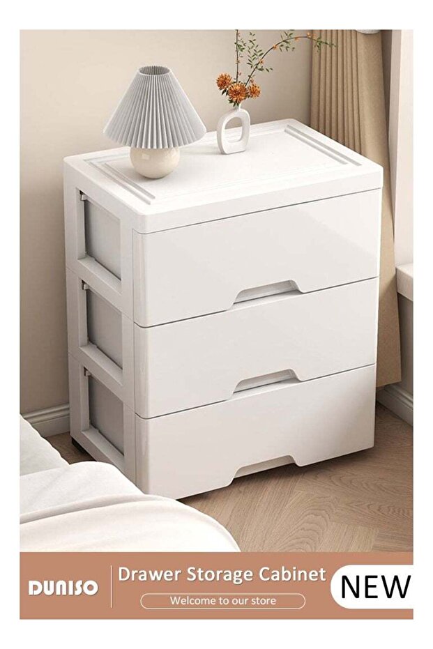 3-Layer Storage Cabinet with Wheels,Small Cabinet Environmental Space Saving Dresser Storage Tower,