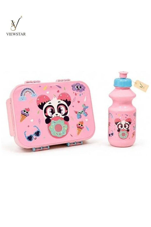 Viewstar Kids Lunch Box Set with Water Bottle, 4-Compartment Bento Tiffin Box with Spoon & Fork, In
