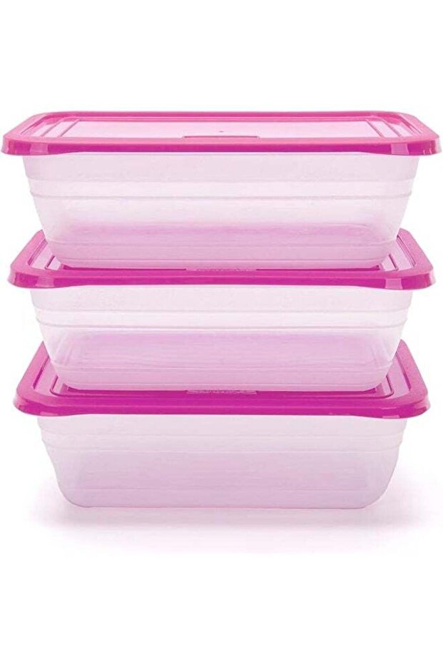 Rectangular Plastic Food Storage Containers 1.3L (3 Pieces Set) – Airtight Kitchen Storage Boxes wi