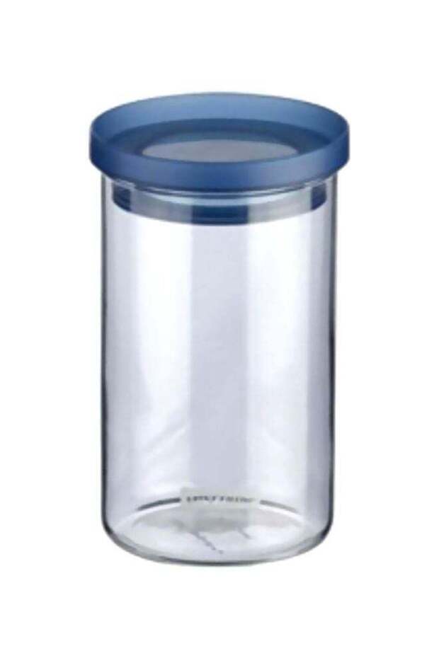 Round Shape Food Storage Jar Clear/Blue 10.3x17.2x10.3cm