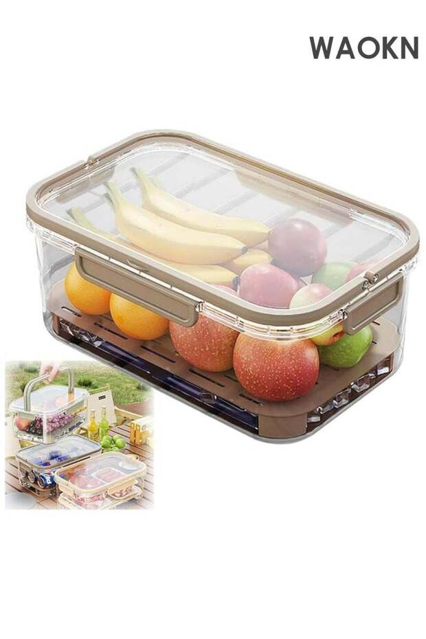 Food Storage Containers with Lid, Airtight, Kitchen Meal Prep Boxes with Handle and Drain Grid for