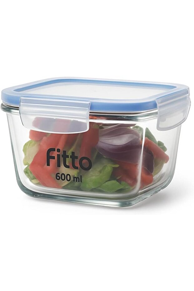 Fitto Square Glass Storage Food Container 600ml