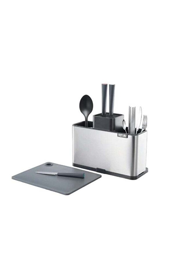 AKDC Premium Stainless Steel Multi-Purpose Kitchen Utensil Organizer with Knife Slots, Cutlery Comp