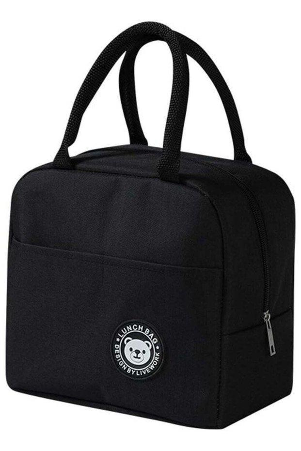 Black Lunch Bag Reusable Insulated Lunch Tote Bag Waterproof and Durable Handbags for Office Work S