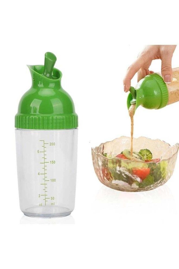 200 ml Condiment Bottle with Measuring Scale, Leak‑Proof Salad Dressing Bottle, Shaker Cup with Lid