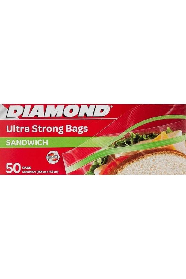Diamond Ultra Strong Sandwich Bags with Zipper - 50 Count
