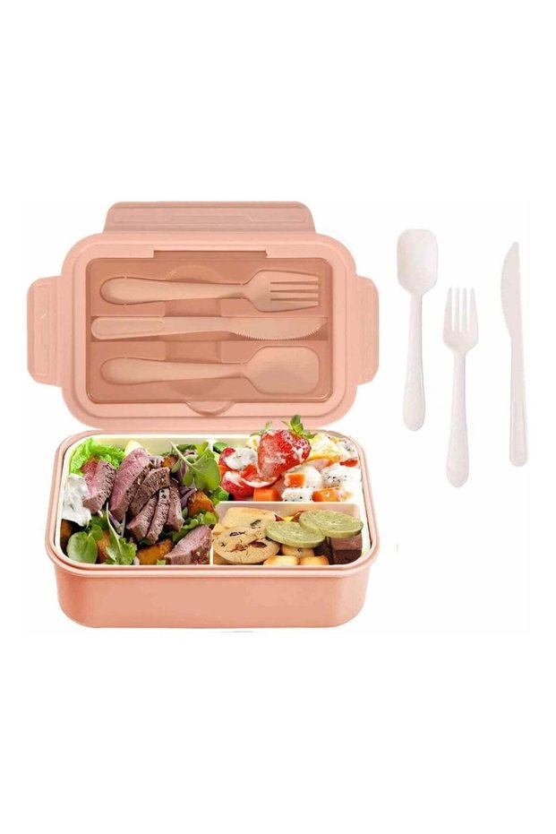 Bento Lunch Box Containers for Kids/Adults Brown Cute Bento Box,Salad Container with Fruit Picks Mu