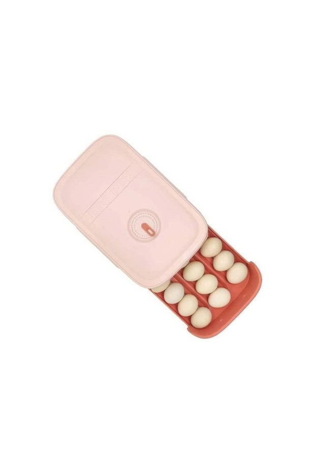 Pink Egg Holder Storage Box for Refrigerator