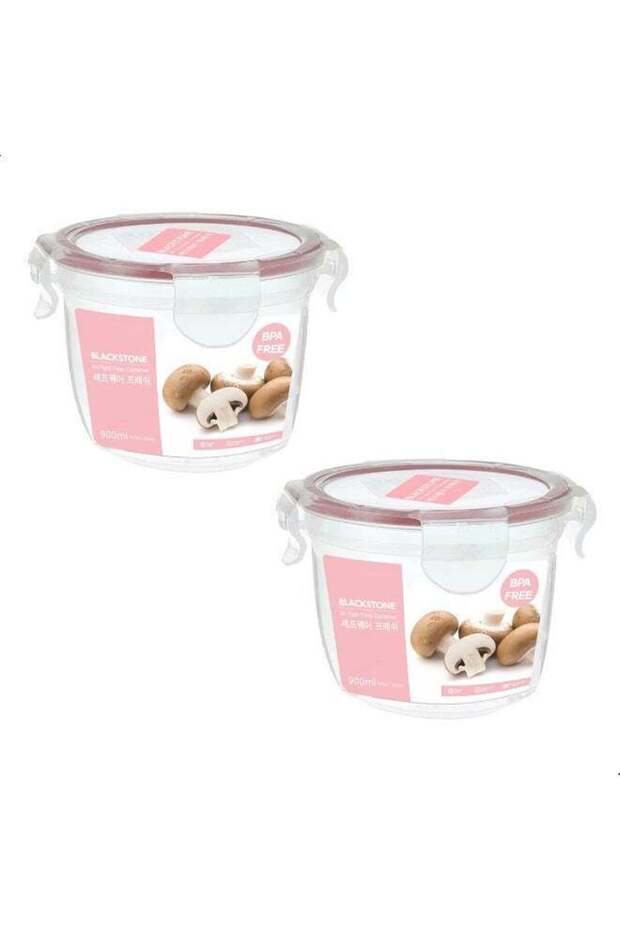 Round Food Container 900ml 2Pc Set Airtight Lid for Cookies Candy Snacks BPA Free Kitchen Storage,