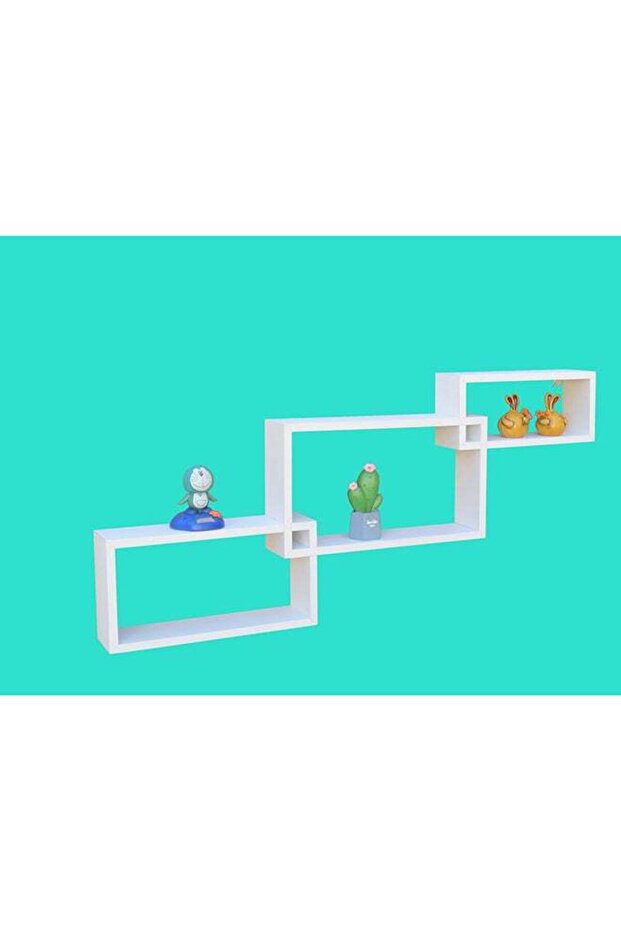 Feelings Interlocked Floating Wall Shelf Set of 3 (44 x 25cm, 39 x 20cm & 34 x 15cm) – Space-Saving