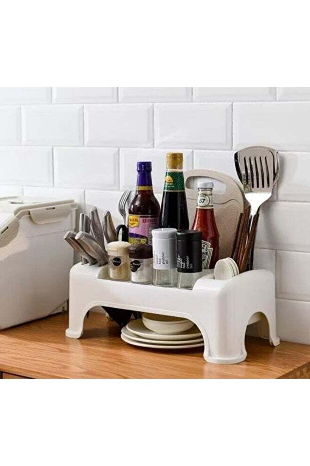 Plastic Kitchen Counter Shelves, Stackable Cabinet Shelf Organizer