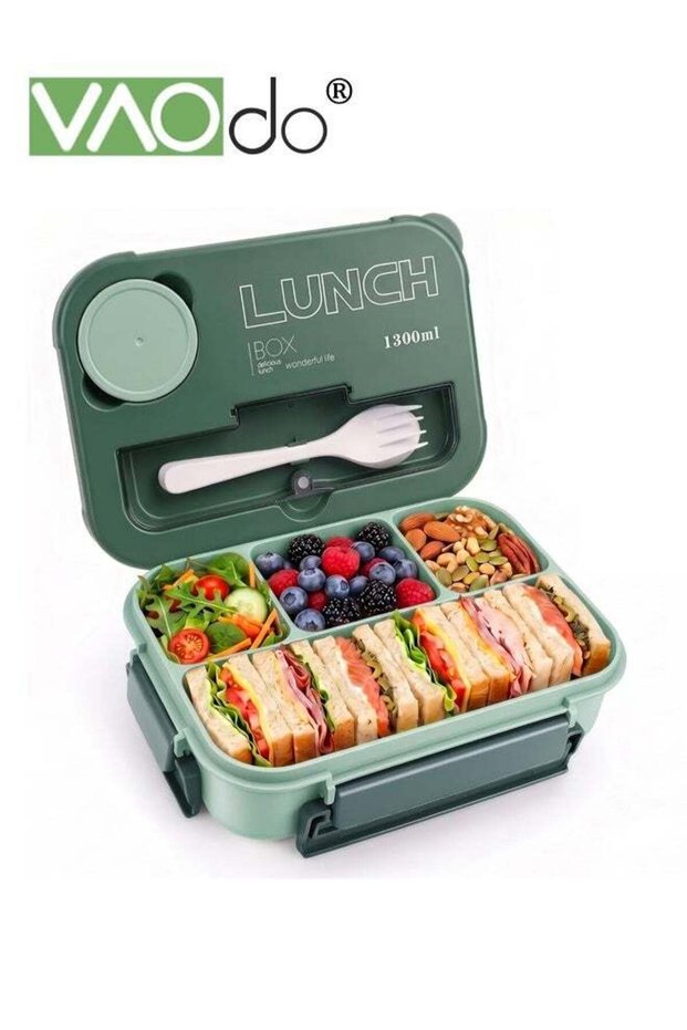 3PCS Bento Lunch Box with Cutlery, Adult Lunch Box with 4 Compartments and 1 Sauce Dressing Contain
