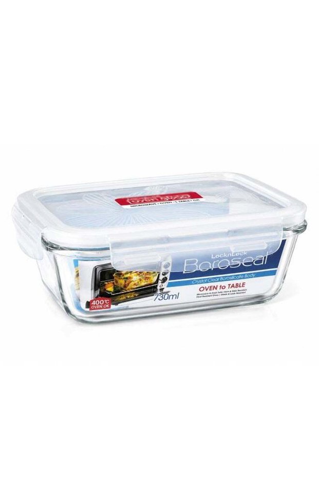 LocknLock Oven Glass Rectangular Food Container 730ml , Airtight with 4-Side Locking Lid, Microwave