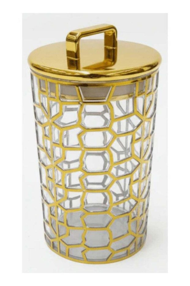 AKDC Luxury Round Airtight Acrylic Storage Canister with Transparent Body & Elegant Golden Design L