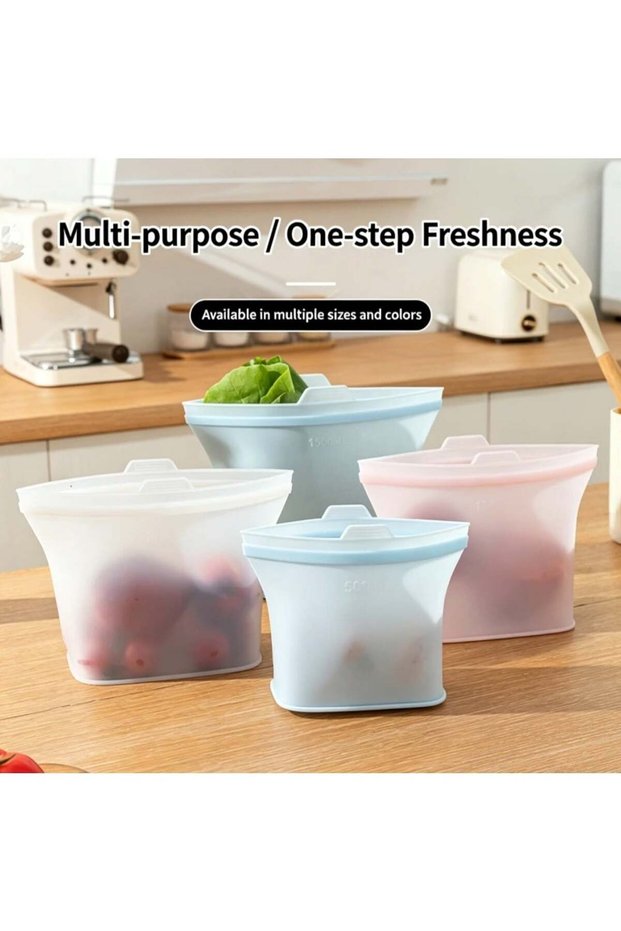 Silicone Food Storage Bags Reusable Airtight Freezer Microwave Pouches, Set of 3 Sizes, FDA Certifi