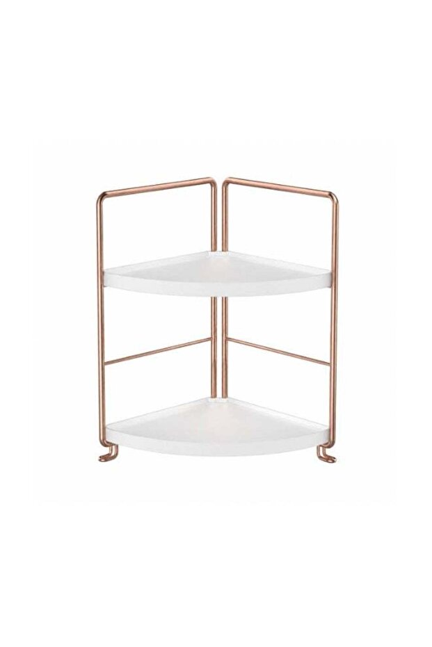 2 Tier Corner Countertop Storage Bathroom Shelf Organizer with Metal Frame Stackable Multi-Purpose