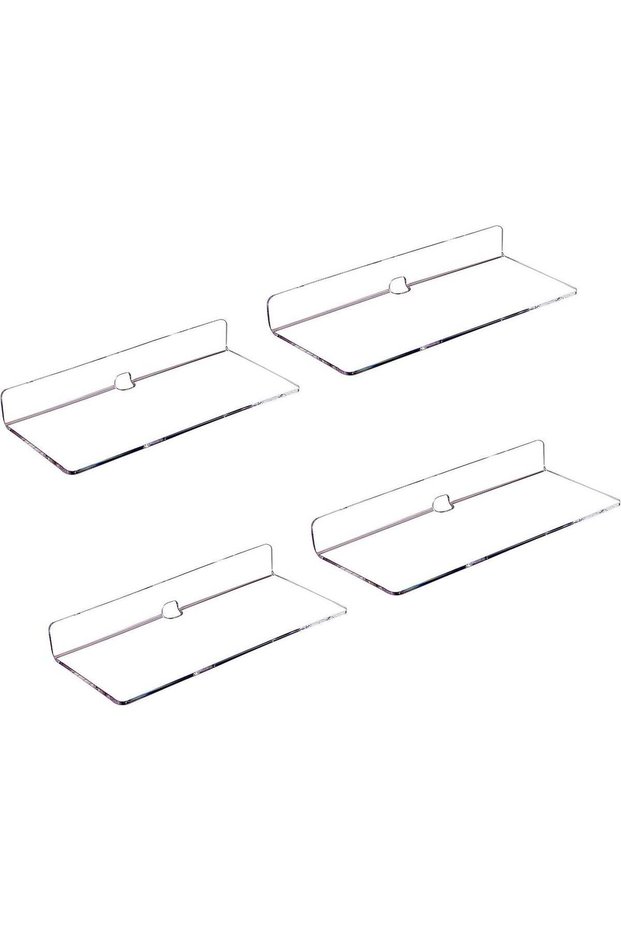 ARS® 4 PCS Clear Small Acrylic Floating Wall Shelves - 9 Inch Adhesive Display Shelf for Nintendo S