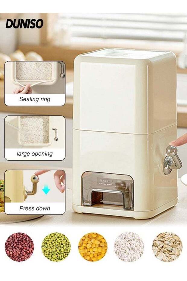 Rice Dispenser, 2.5KG Rice Containers Storage, Sealed Moisture Proof Rice Bucket, Large Grain Flour