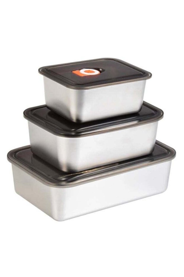 Stainless Steel Lunch Box Container with Lid, Pack of 3 Bento Snack Boxes for Work, Travel or Picni