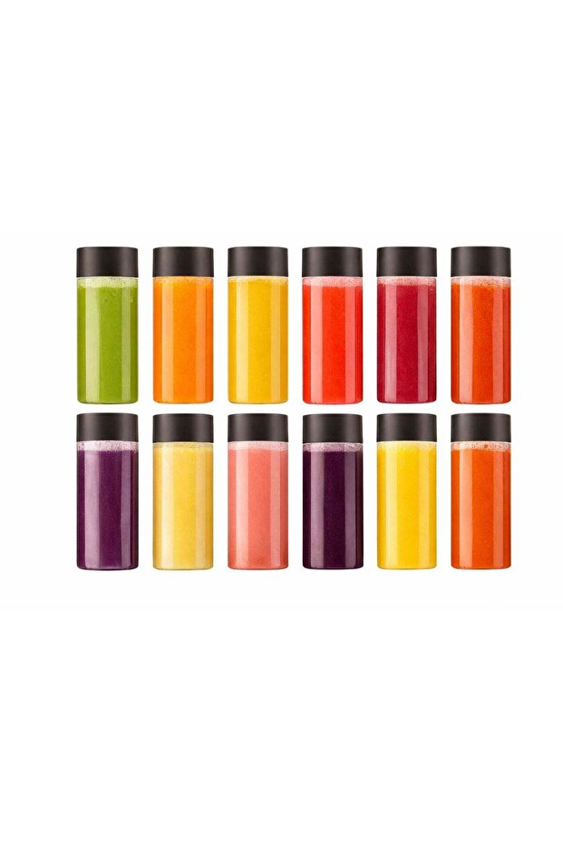 350ml Plastic Juice Bottles – Pack of 12 Clear Bottles with Caps, Reusable Empty Milk and Water Bot