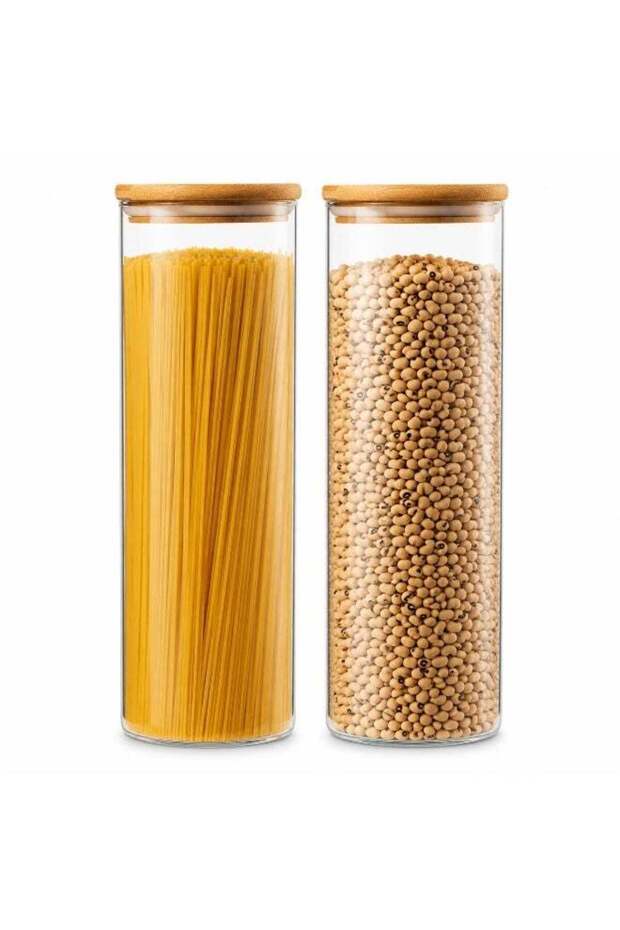 Blackstone Borosilicate Glass Pantry Storage Jars With Airtight Bamboo Lid For Pasta Rice Coffee YK