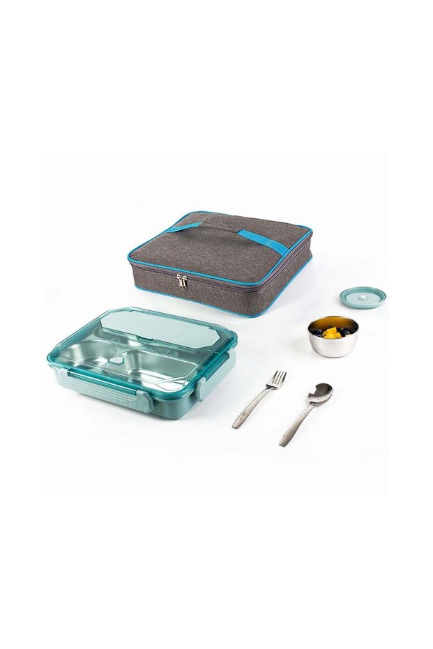 Stainless Steel Bento Lunch Box 4 compartments with thermal Insulated Bag for Kids & Adults 304 SS